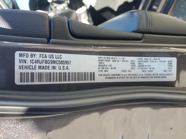 1C4RJFBG9MC585957 - 2021 JEEP GRAND CHEROKEE LIMITED ნაცრისფერი ფოტო 13