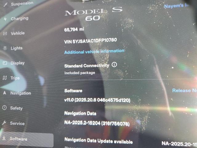 5YJSA1AC1DFP10780 - 2013 TESLA MODEL S თეთრი ფოტო 9