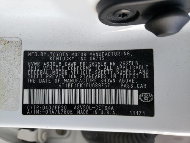 4T1BF1FK1FU089757 - 2015 TOYOTA CAMRY LE WHITE photo 12