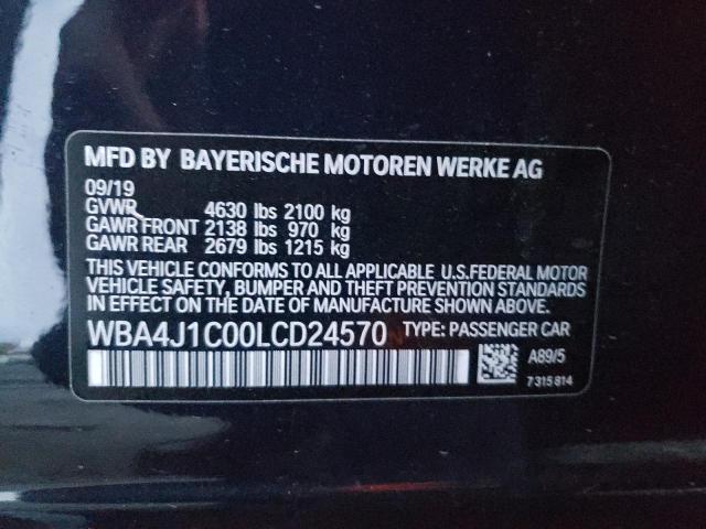 WBA4J1C00LCD24570 - 2020 BMW 430I GRAN COUPE BLUE photo 12