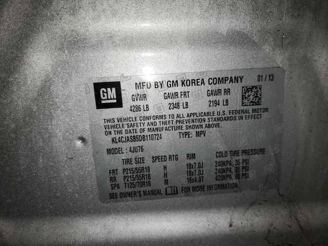 KL4CJASB5DB110724 - 2013 BUICK ENCORE SILVER photo 13