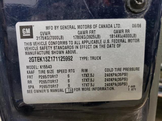 2GTEK13Z171125992 - 2007 GMC NEW SIERRA K1500 CLASSIC BLUE photo 12