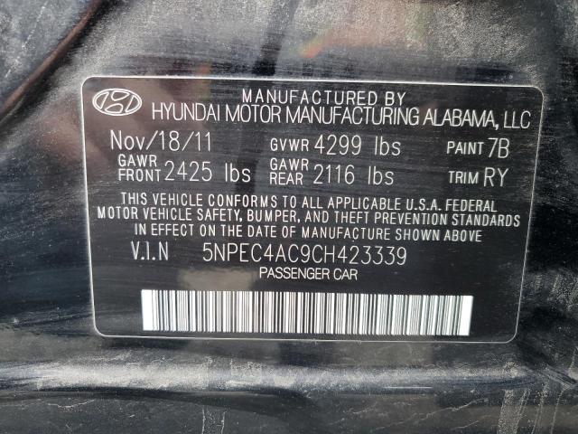 5NPEC4AC9CH423339 - 2012 HYUNDAI SONATA SE BLACK photo 12