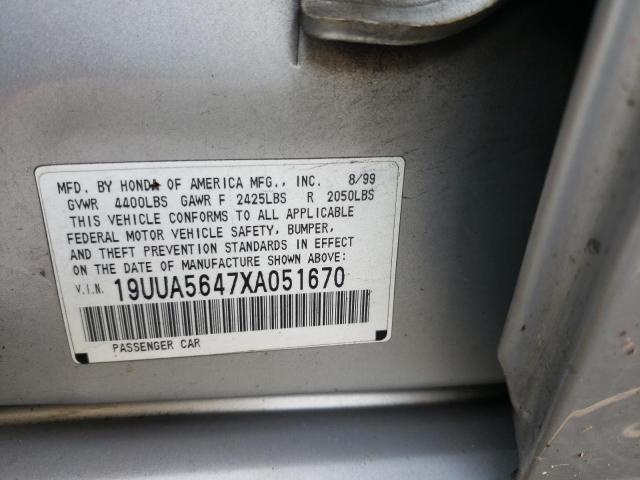 19UUA5647XA051670 - 1999 ACURA 3.2TL SILVER photo 12