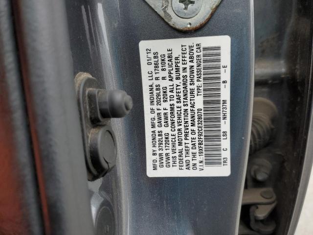 19XFB2F92CE328070 - 2012 HONDA CIVIC EXL GRAY photo 12