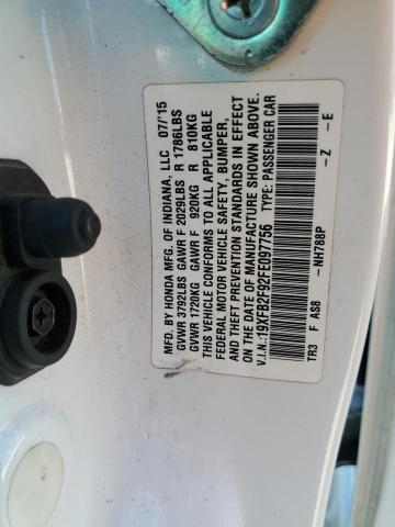 19XFB2F92FE097756 - 2015 HONDA CIVIC EXL Ağ foto 12