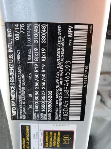 4JGDA5HB8FA465593 - 2015 MERCEDES-BENZ ML 350 4MATIC SILVER photo 12