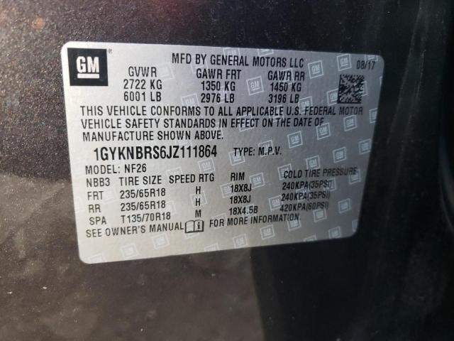 1GYKNBRS6JZ111864 - 2018 CADILLAC XT5 BLACK photo 12