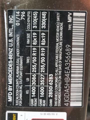 4JGDA5HB4EA356689 - 2014 MERCEDES-BENZ ML 350 4MATIC BROWN photo 14