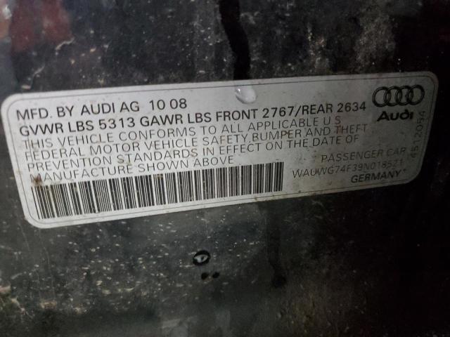 WAUWG74F39N018521 - 2009 AUDI A6 PRESTIGE შავი ფოტო 12