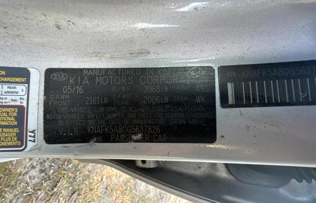 KNAFK5A80G5637826 - 2016 KIA FORTE LX SILVER photo 10