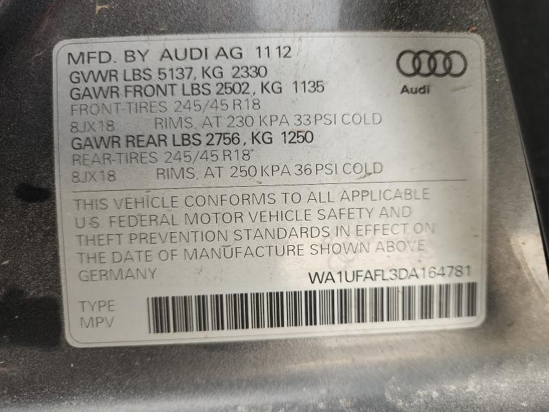 WA1UFAFL3DA164781 - 2013 AUDI A4 ALLROAD PREMIUM PLUS GRAY photo 13