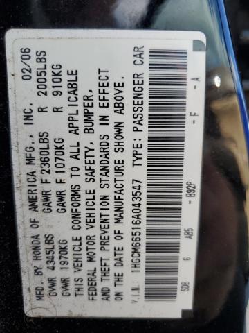 1HGCM66516A043547 - 2006 HONDA ACCORD EX 黑色 照片 12