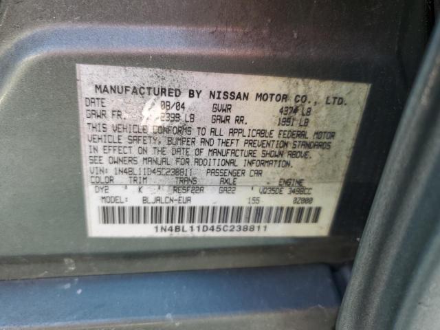 1N4BL11D45C238811 - 2005 NISSAN ALTIMA SE GREEN photo 12