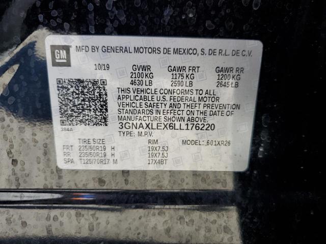 3GNAXLEX6LL176220 - 2020 CHEVROLET EQUINOX LT BLACK photo 13