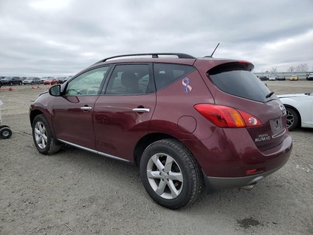 JN8AZ18U89W023368 - 2009 NISSAN MURANO S BURGUNDY photo 2