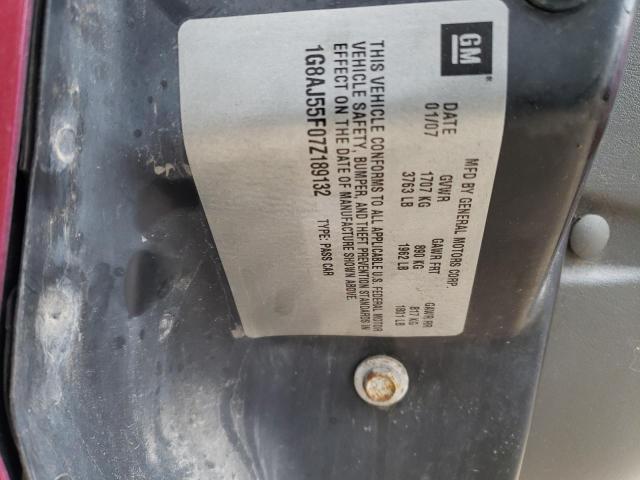 1G8AJ55F07Z189132 - 2007 SATURN ION LEVEL 2 მუქწითელი ფოტო 13