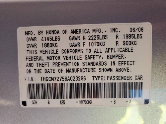 1HGCM72756A023296 - 2006 HONDA ACCORD EX SILVER photo 13