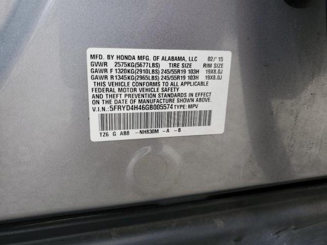 5FRYD4H46GB005574 - 2016 ACURA MDX TECHNOLOGY Plata foto 13