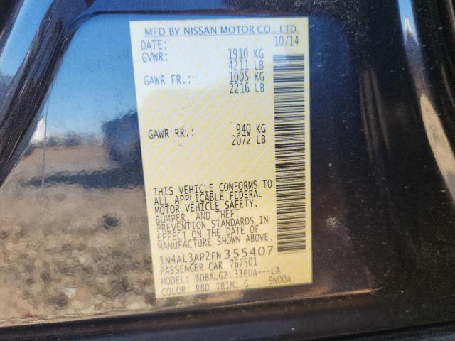 1N4AL3AP2FN355407 - 2015 NISSAN ALTIMA 2.5 Czarny zdjęcie 12