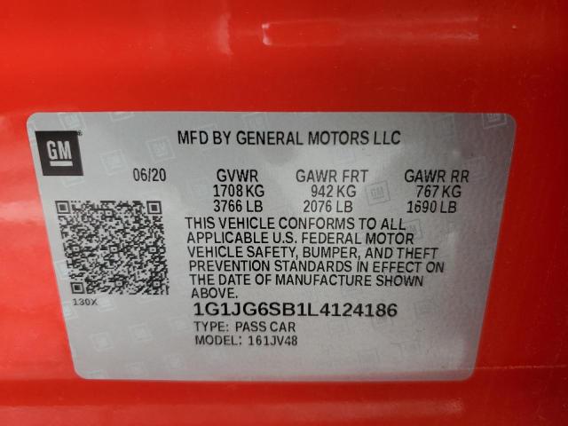 1G1JG6SB1L4124186 - 2020 CHEVROLET SONIC RED photo 12