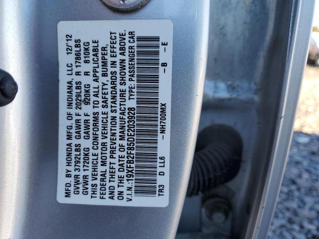 19XFB2F85DE203928 - 2013 HONDA CIVIC EX 银色 照片 12
