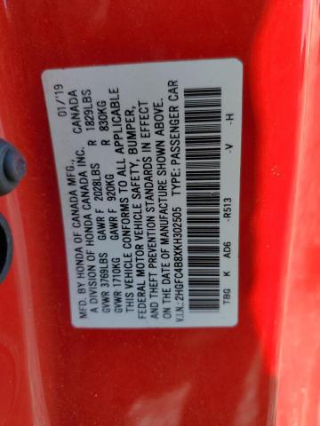 2HGCF5B9XKH302505 - 2019 HONDA CIVIC SPOR 红色 照片 12