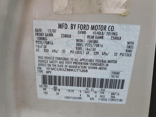 1FMCU93Z88KC71268 - 2008 FORD ESCAPE XLT WHITE photo 13