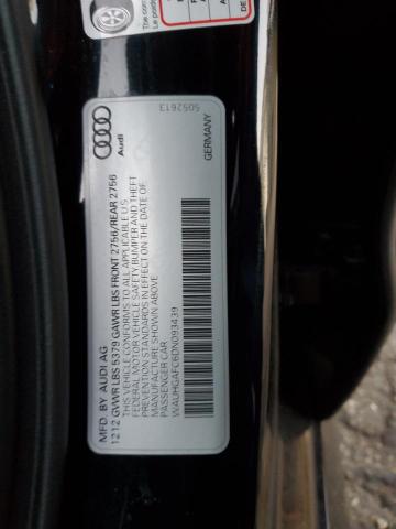 WAUHGAFC6DN093439 - 2013 AUDI A6 PRESTIGE შავი ფოტო 12