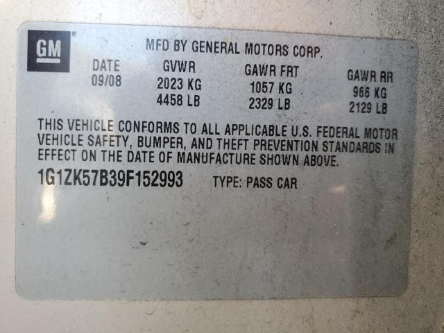 1G1ZK57B39F152993 - 2009 CHEVROLET MALIBU LTZ ოქროსფერი ფოტო 12