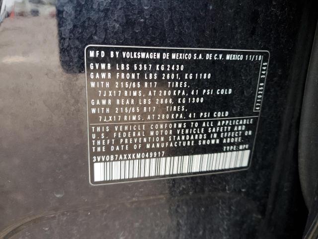 3VV0B7AXXKM049917 - 2019 VOLKSWAGEN TIGUAN S 黑色 照片 13