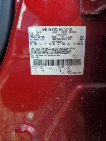 2FMDK3JC0EBA94369 - 2014 FORD EDGE SEL RED photo 12