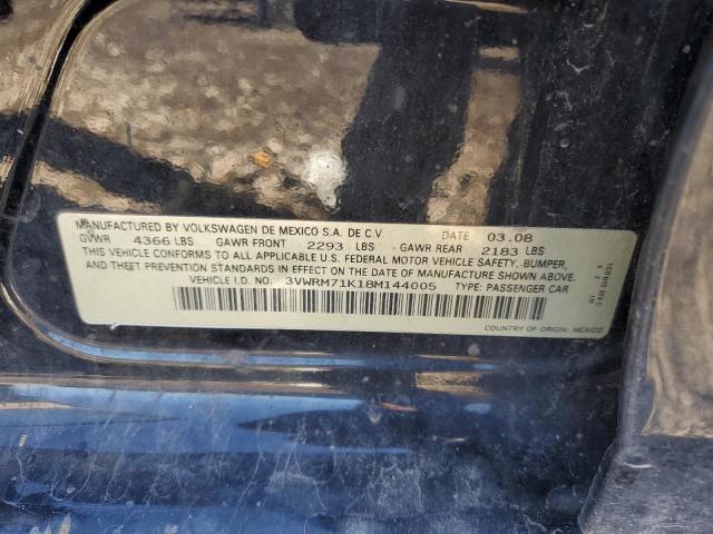 3VWRM71K18M144005 - 2008 VOLKSWAGEN JETTA SE BLACK photo 12