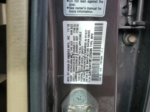 5J6RE4H73BL026086 - 2011 HONDA CR-V EXL TAN photo 13