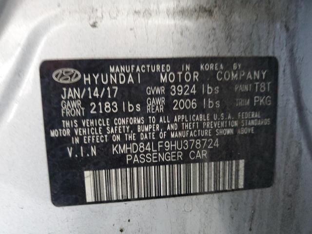 KMHD84LF9HU378724 - 2017 HYUNDAI ELANTRA SE SILVER photo 12