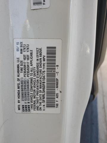 5FNRL5H60FB104776 - 2015 HONDA ODYSSEY EXL WHITE photo 13