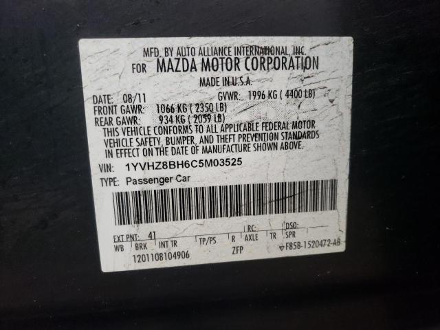 1YVHZ8BH6C5M03525 - 2012 MAZDA 6 I GRAY photo 12