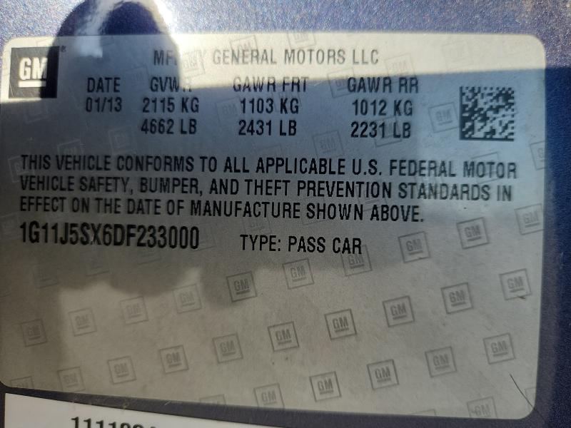 1G11J5SX6DF233000 - 2013 CHEVROLET MALIBU LTZ 蓝色 照片 12
