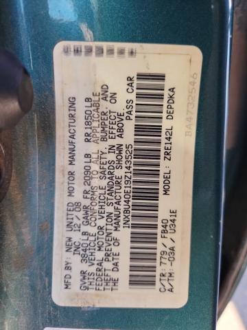 1NXBU40E19Z143525 - 2009 TOYOTA COROLLA BASE Verde foto 12