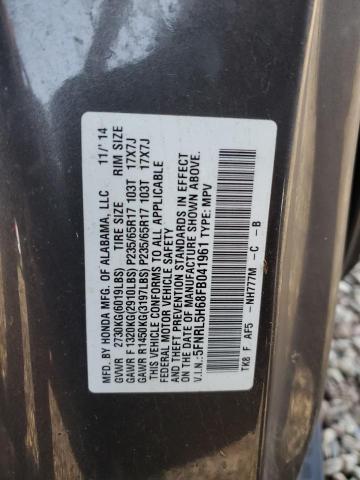 5FNRL5H68FB041961 - 2015 HONDA ODYSSEY EXL GRAY photo 13