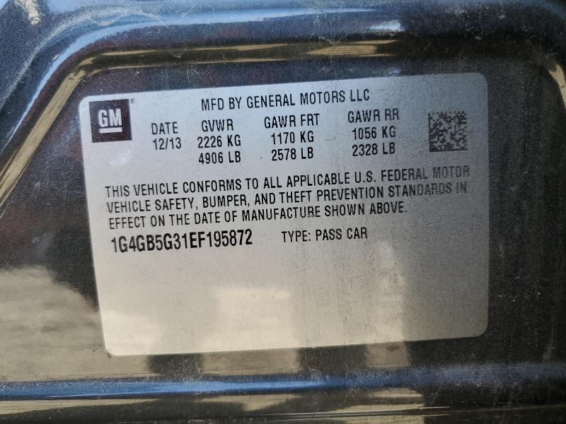 1G4GB5G31EF195872 - 2014 BUICK LACROSSE GRAY photo 12