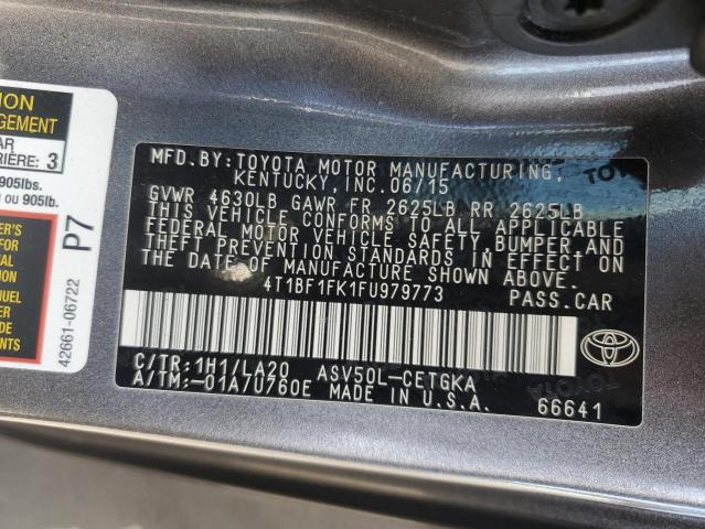 4T1BF1FK1FU979773 - 2015 TOYOTA CAMRY LE CHARCOAL photo 12