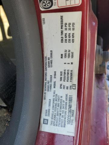 1GCCS136748118051 - 2004 CHEVROLET COLORADO RED photo 12