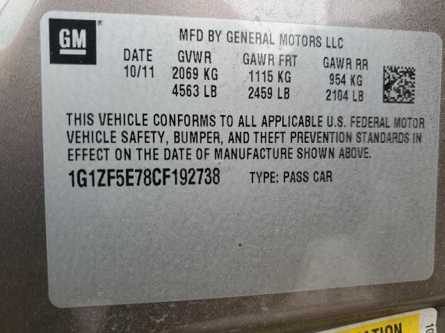 1G1ZF5E78CF192738 - 2012 CHEVROLET MALIBU 3LT თაფლისფერი ფოტო 13