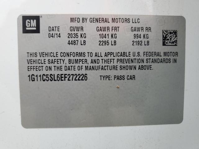 1G11C5SL6EF272226 - 2014 CHEVROLET MALIBU 1LT 白色 照片 13