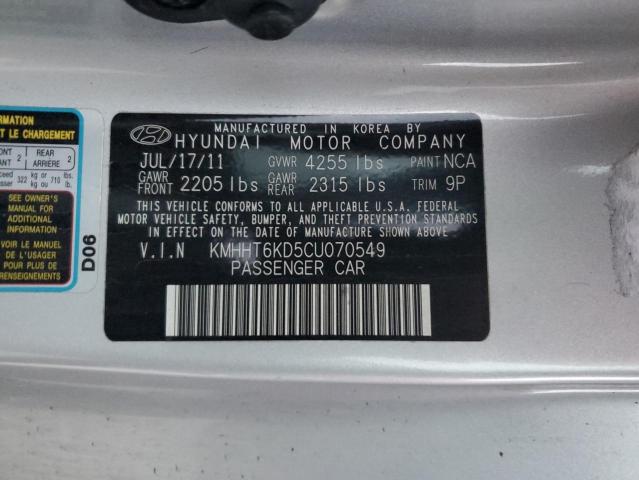 KMHHT6KD5CU070549 - 2012 HYUNDAI GENESIS CO 2.0T SILVER photo 12