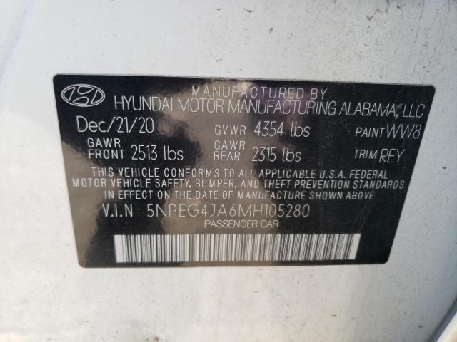 5NPEG4JA6MH105280 - 2021 HYUNDAI SONATA SE WHITE photo 12