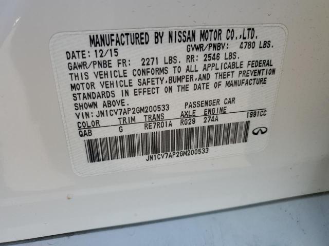 JN1CV7AP2GM200533 - 2016 INFINITI Q50 BASE Weiß Foto 12