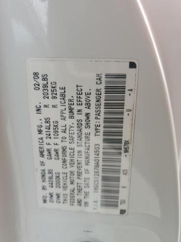 1HGCS12878A014503 - 2008 HONDA ACCORD EXL WHITE photo 12