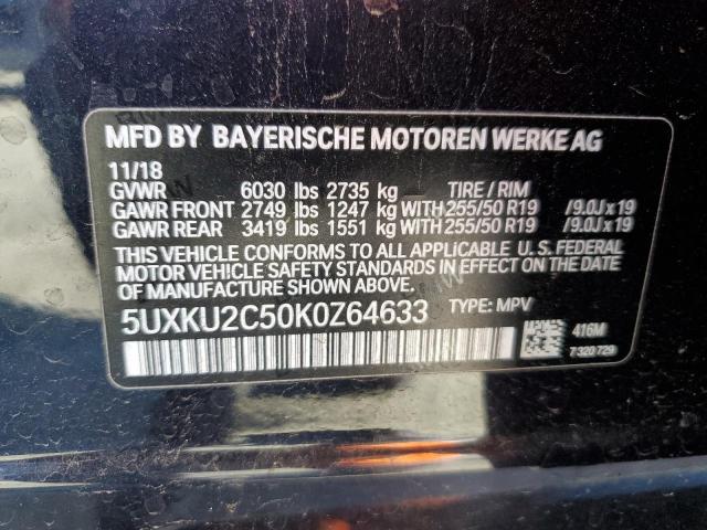 5UXKU2C50K0Z64633 - 2019 BMW X6 XDRIVE35I BLUE photo 13